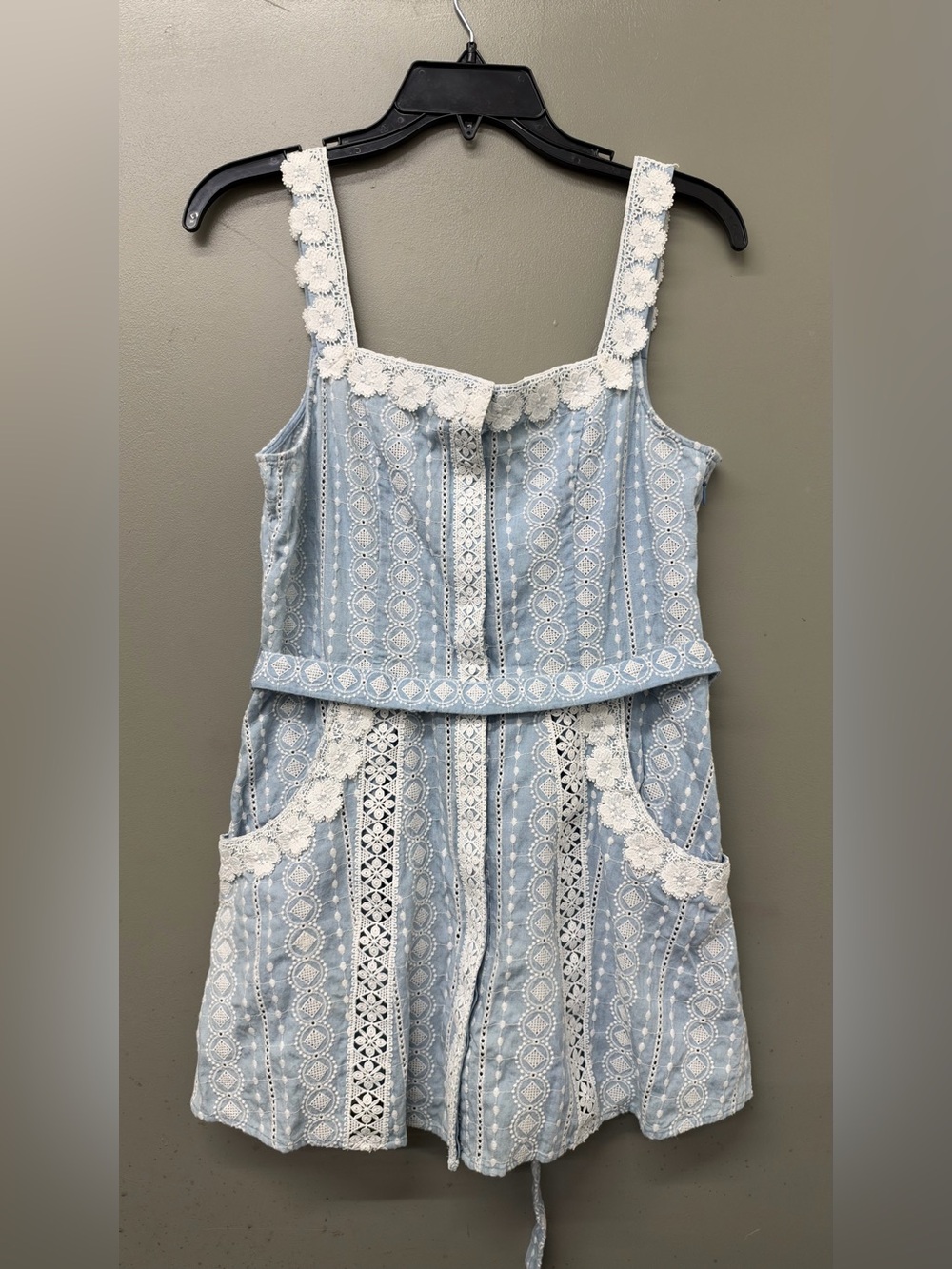 Maje Blue and white Lace Romper Playsuit Womens size 38